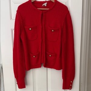 J. Crew Odette Lady Cardigan with Pockets and Brass colored buttons